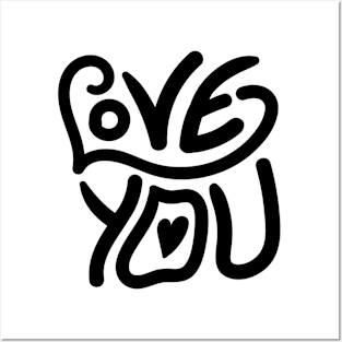 Love You Lettering Black Posters and Art